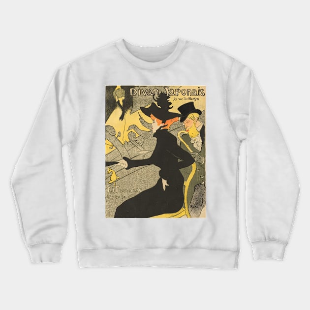 Henri de Toulouse Lautrec- Divan Japonais Crewneck Sweatshirt by SybaDesign